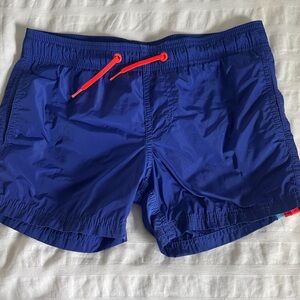 Sundek Royal Blue Swim Shorts with Retro Neon Orange Logo